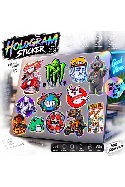 ca kay bu Set hologramskih nalepnica 12 komada – Vodootporan za laptop