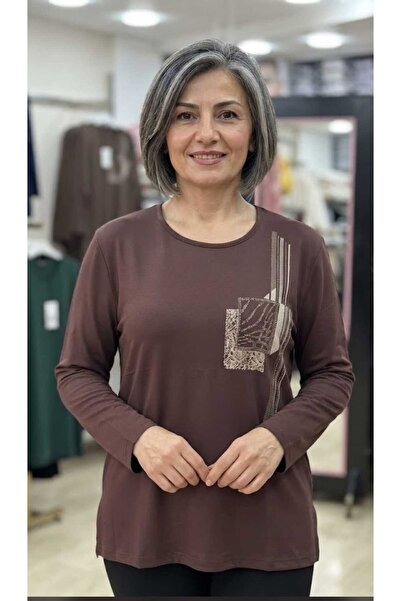 güncüoğlu New Season Front Printed Women's Knitted Blouse