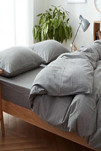 mihriban Single Solid Color Anthracite Duvet Cover Set |   Flat Sheet |   Hot...