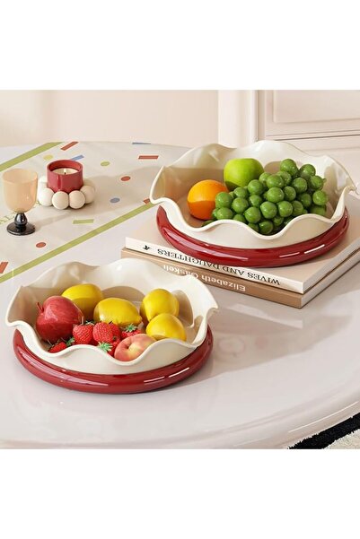 Guyana Rotatable Fruit Bowl, Petal Shape Snack Serving Tray with 360° Spinnin...
