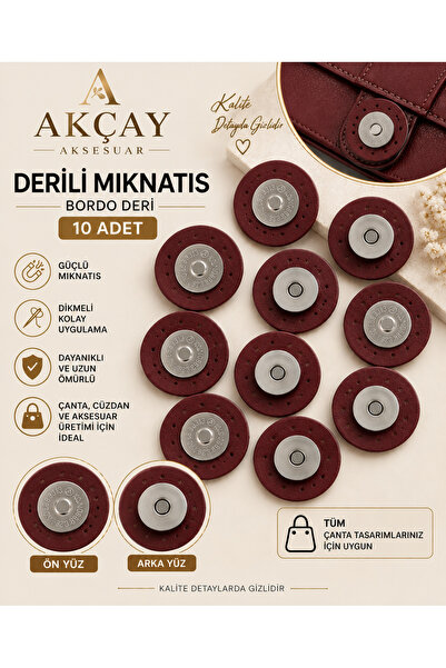 Akçay Aksesuar 10 قطع من المغناطيس الجلدي من ONLU للحقائب المحبوكة - ONLU Sna...