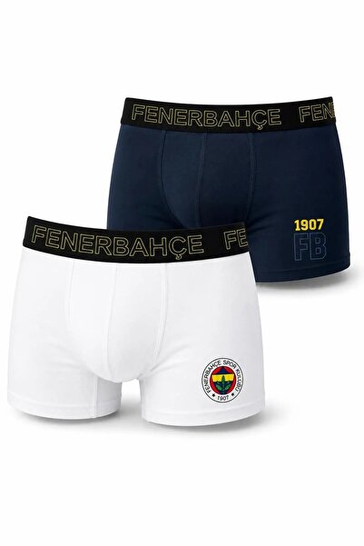Fenerbahçe Lisanslı Lacivert Beyaz Erkek Taraftar 2'li Boxer Külot