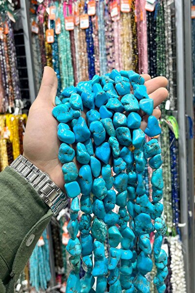 Uçar Doğaltaş Turkuaz Taşı Amorf Kesim Mavi 20x23mm Doğal Taş Dizi