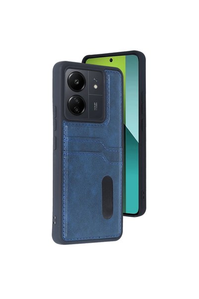 FMA Xiaomi Redmi 13C Case Sara Leather Case with Business Card - Navy Blue