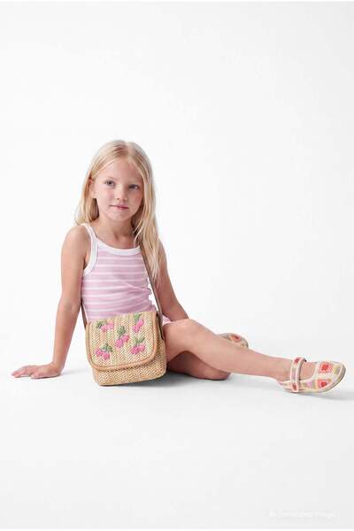 PAULMARK Girls' Striped Thin Strap Cotton Blend Dress