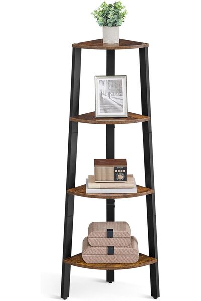 GENERAL Corner Bookshelf 4-Tier Industrial Ladder Bookcase Plant Stand for Li...