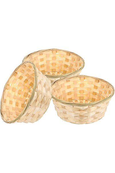 AZONEE 3 Pcs Hand-woven Basket, Bamboo Storage Basket, Food Serving Basket, F...