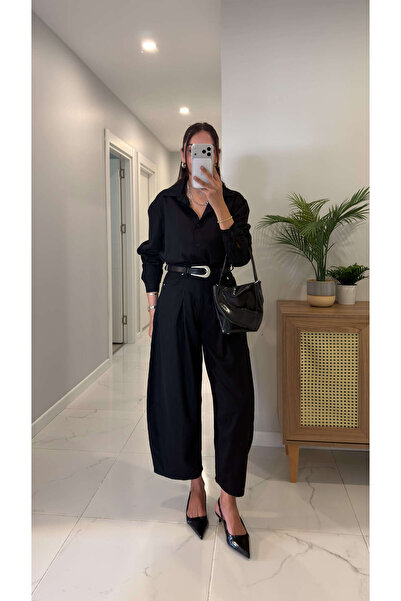 BİRCANÇİL Milda Black Shirt and Pants Set