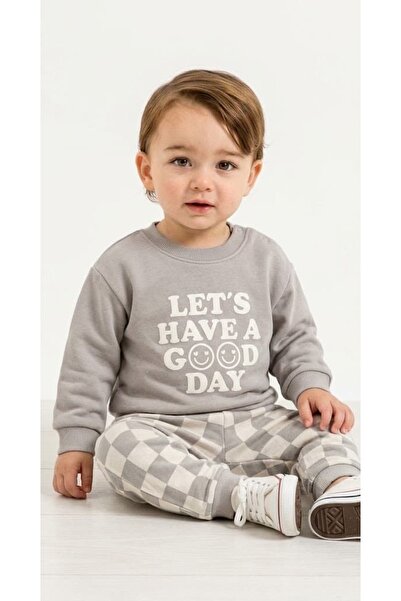 Valia Baby "Let's Have A Good Day" Şardonlu Kışlık Pamuklu Erkek Bebek 2'li T...