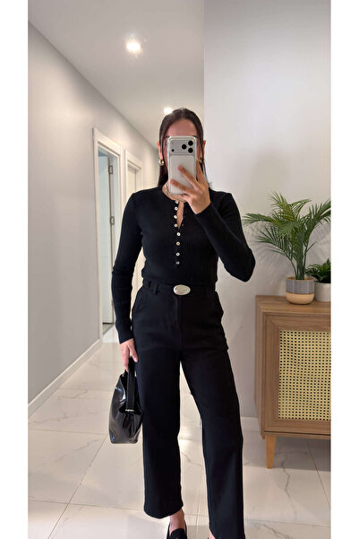 BİRCANÇİL Dlvin Boles Black Buttoned Knitwear