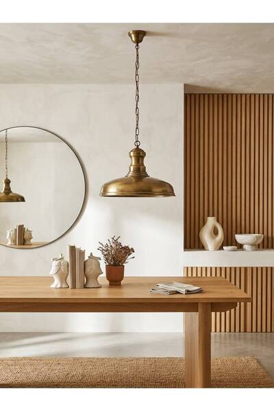 Emg DesiGn Vintage Eskitme Gold Luna Avize Yemek Masası Üstü Avize Salon Aydı...