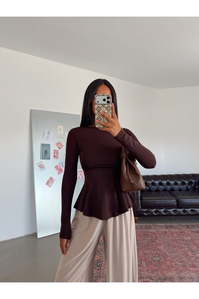 myd Long Sleeve Under-Sleeve Blouse - Brown