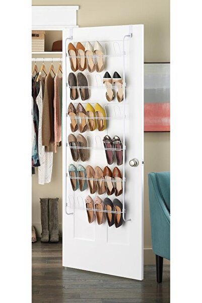 Whitmor 18-Pair Over The Door Shoe Rack, Unisex, White