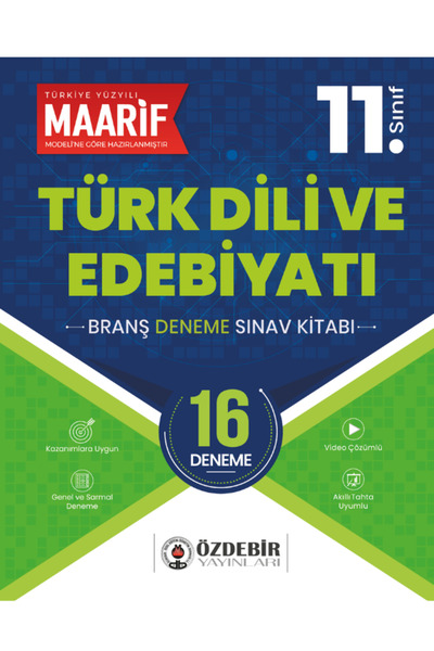 ÖZDEBİR YAYINEVİ 11.Sınıf Türk Dili ve Edebiyatı 16 Branş Deneme (Maarif Mode...