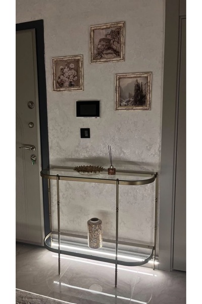 Buket Dekor Eskitme Torna Detaylı Dresuar 110x40 cm | 2 Katlı Şeffaf Camlı De...