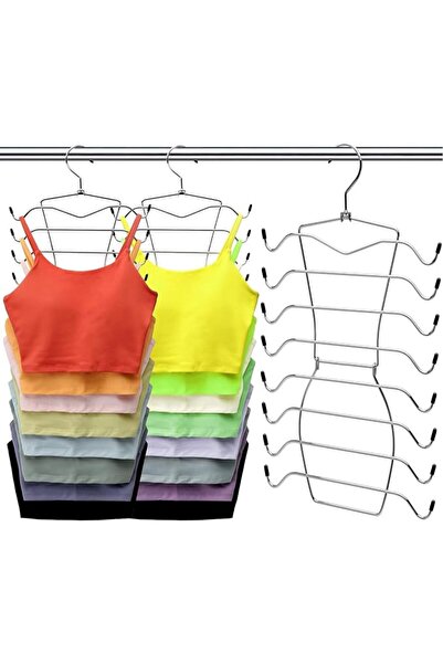 ALMEKAQUZ 3 قطع منظم خزانة الملابس، شماعة ملابس علوية بـ 8 طبقات، شماعات تنظي...