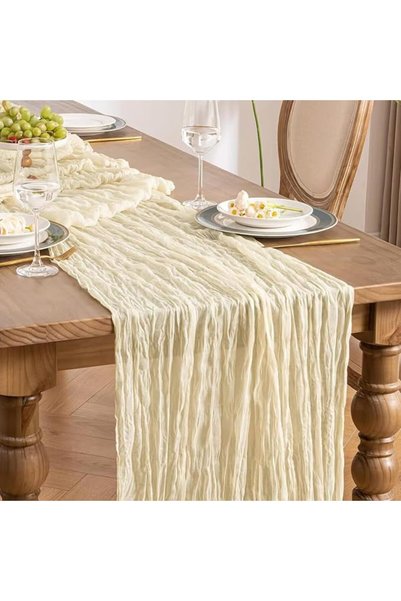 GENERAL Cheesecloth Table Runner 35x120 Inch, Boho Beige Gauze Wedding مفارش ...