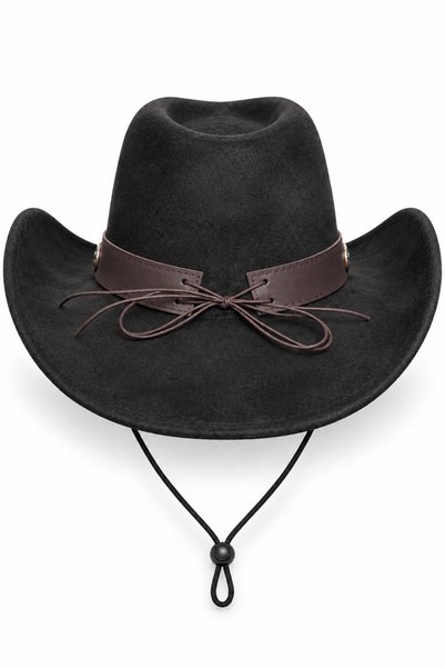 CosmoOutlet Unisex Cowboy Hat with Internal Adjustable Metal Buckle and Laces Western Women's Men's Hat