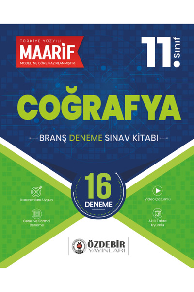 ÖZDEBİR YAYINEVİ 11.Sınıf Coğrafya 16 Branş Deneme (Maarif Modeli'ne Göre Haz...