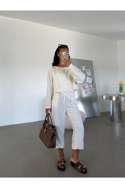 myd Linen Elastic Pants Set - Stone