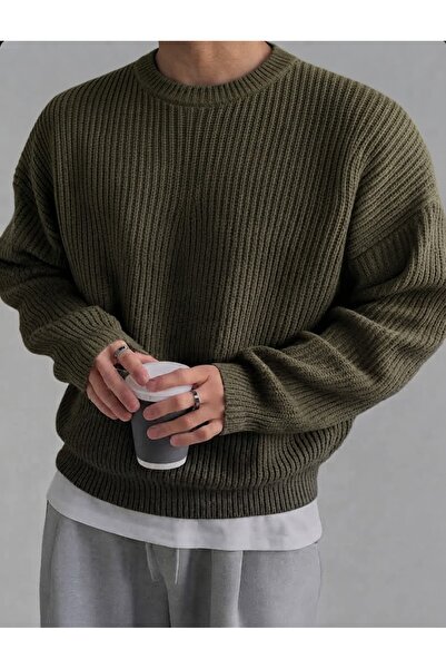 zs zaos fashion Men's Oversized Crew Neck Knitwear Sweater 0 Collar Comfortab...