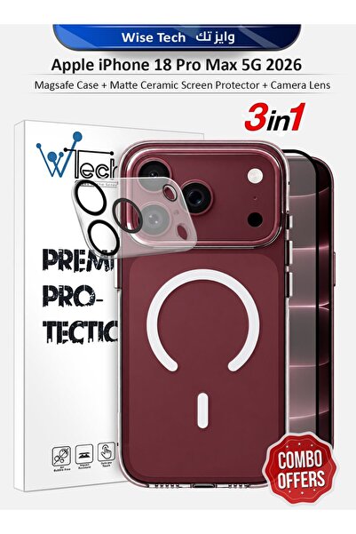 Wtech Apple iPhone 18 Pro Max 5G 2026 3in1 Magsafe Case Cover Camera Lens Scr...