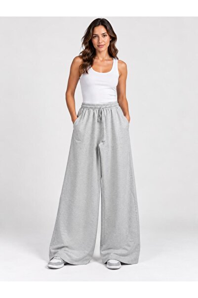 TENA Women's Snow Melange Elastic Waist Wide Leg Sweatpants