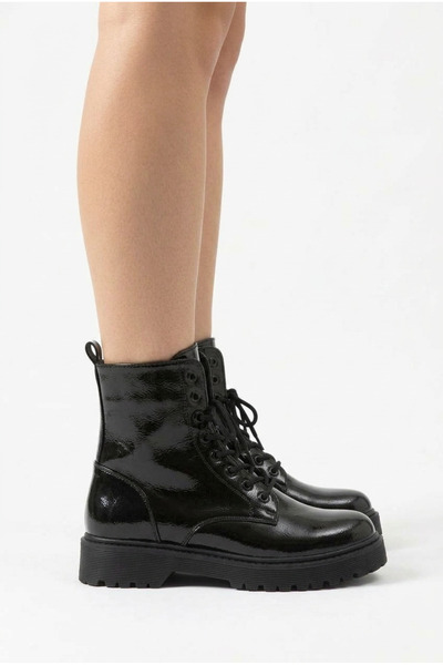 ŞNG Ayakkabı Black Patent Leather Women's Boots
