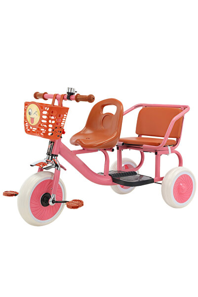 Ma Baby Kids Tricycle, with Double Seat and Front Basket, 3-Wheel Bike for 1-...