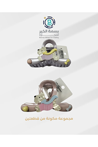 VOGKING مجموعة مشبك شعر بمزلاج للسيدات مكونة من قطعتين بألوان متعددة