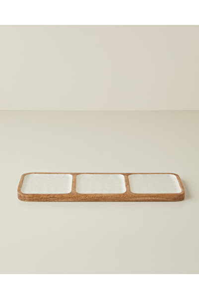English Home Perla Mango 3 Bölmeli Sunumluk 42x14x2 cm Krem