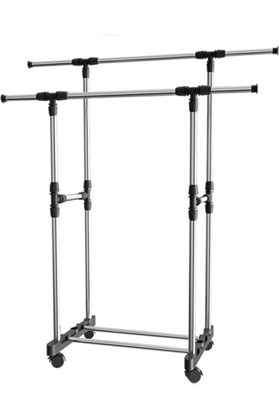 GENERAL Double Pole Clothes Stand Rack for Home with Shoe Storage Shelf Side ...