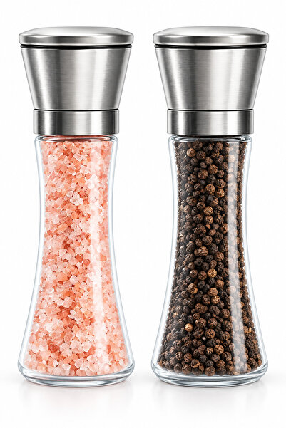 Simona Home 19 cm Glass Body Salt and Pepper Mill Set of 2 with Chrome Cover ...