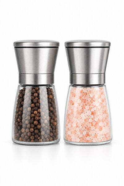 Simona Home 13 cm Glass Body Salt and Pepper Grinder Set of 2 Manual Grinder ...