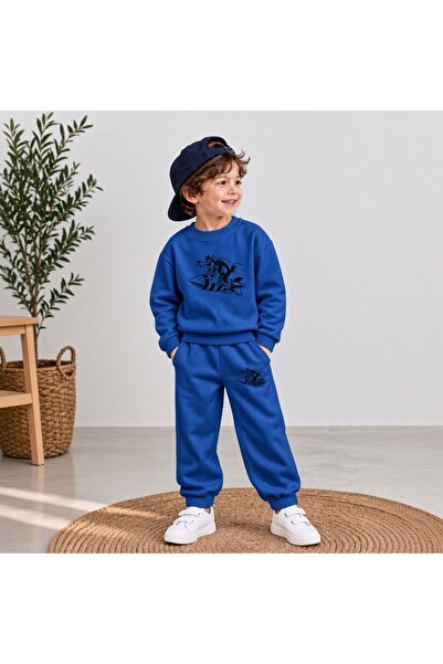 playwear سويت شيرت رياضي مطبوع عليه صورة صاروخ للبنات والأولاد برقبة دائرية 3...