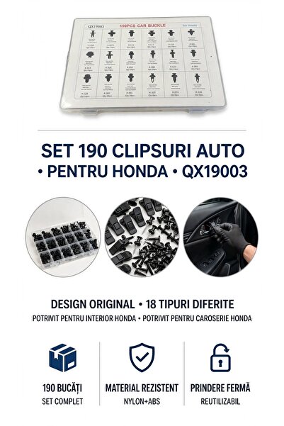 OEM Комплект от 190 автомобилни щипки Honda QX19003 - 18 вида интериорни креп...