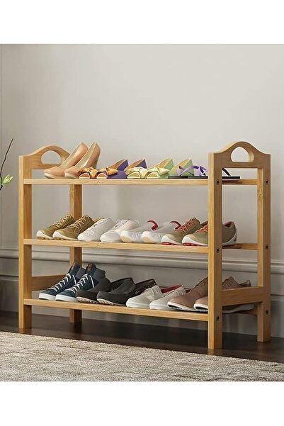GENERAL 3-Tier Shoe Organizer Natural Bamboo from Mangrove for Home Tools, Ba...