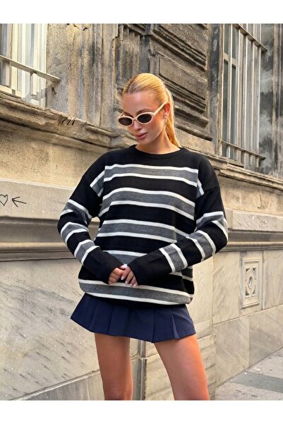Tubik Women's Stripe Patterned Knitwear Sweater