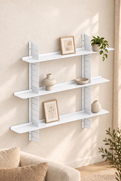 Barez Decor Üç Katlı Ayarlanabilir Paslanmaz Çelik Duvar Rafı - 100x12 cm (x3...