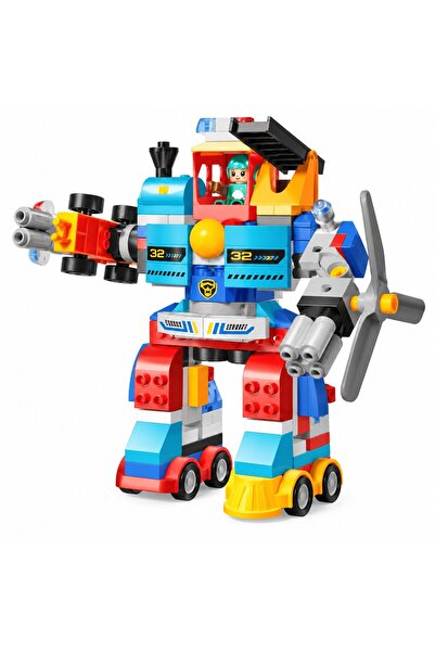 velve Set de constructie Robot transformabil cu vehicule, 172 piese, multicol...