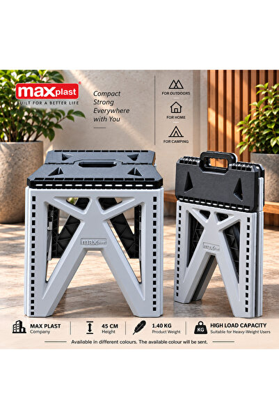 Genaric Max Plast Folding Stool 45cm Portable Plastic Step Stool for Home, Ga...