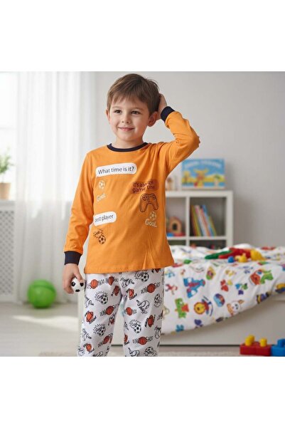 BONBON Boy's Cotton Football Printed Long Sleeve 2-Piece Set Cb1077