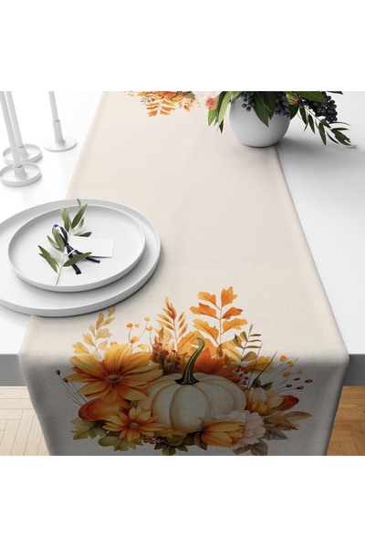 Filamente Digital Printed Runner - Floral/Pumpkin Patterned / Autumn / Hallow...