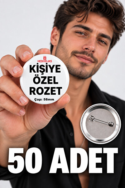 HEDİYELİKS Kişiye Özel Baskılı Rozet 50 adet 58mm