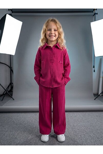 MonAlisa Kids Girl's Pink Muslin Shirt Set