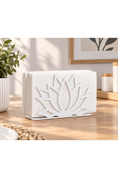 Lotus Çiçeği Tasarımlı Metal Peçetelik | Modern Masa Dekoru