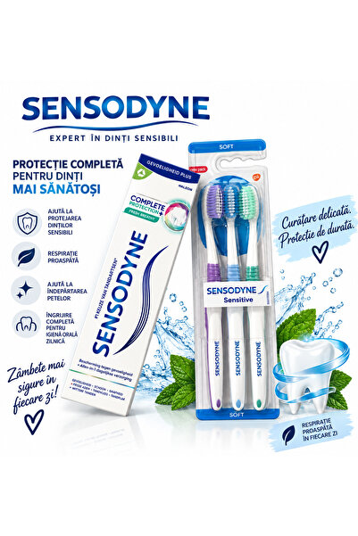 Sensodyne Pack of 4 toothpaste products + 3 toothbrushes