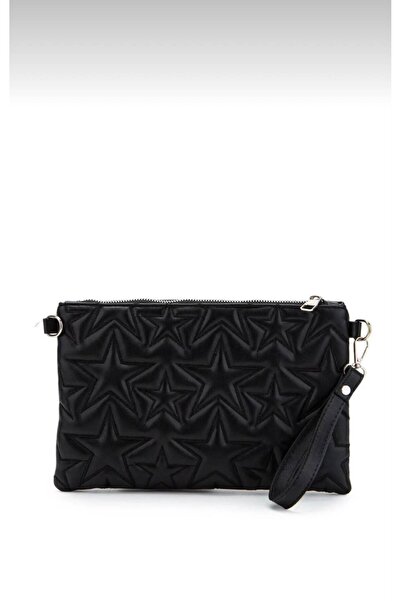 bag Women's Quality Star Patterned Matte Black Clunch Chain Strap Bag