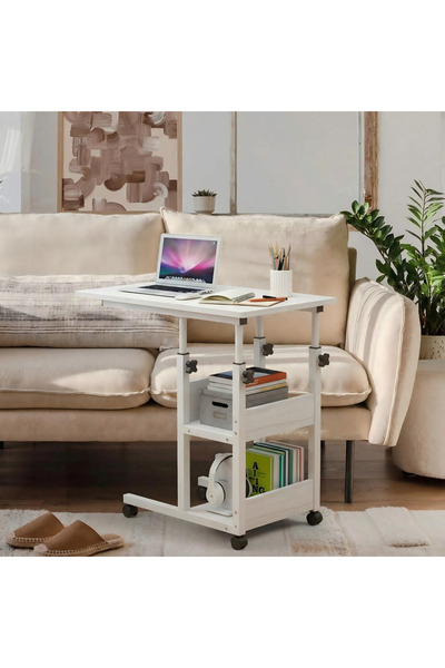DASEN Overbed Desk for Home Laptop Computer Bedside Table Adjustable Height O...