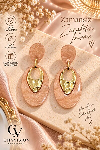 cityvision Oval Model Stainless Steel Earring Set